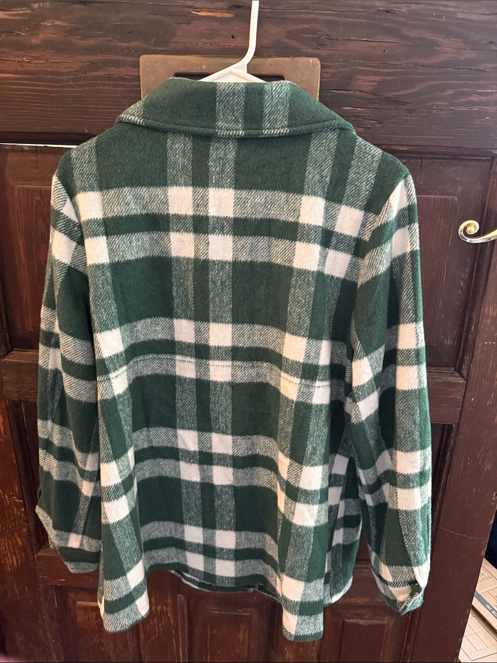Green Plaid Button-Front Shacket Jacket - Picture 3 of 4